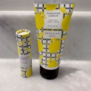 NWT Beekman 1802 Sunshine Lemon Goat Milk Hand Cream & Goat Milk Lip Balm Set